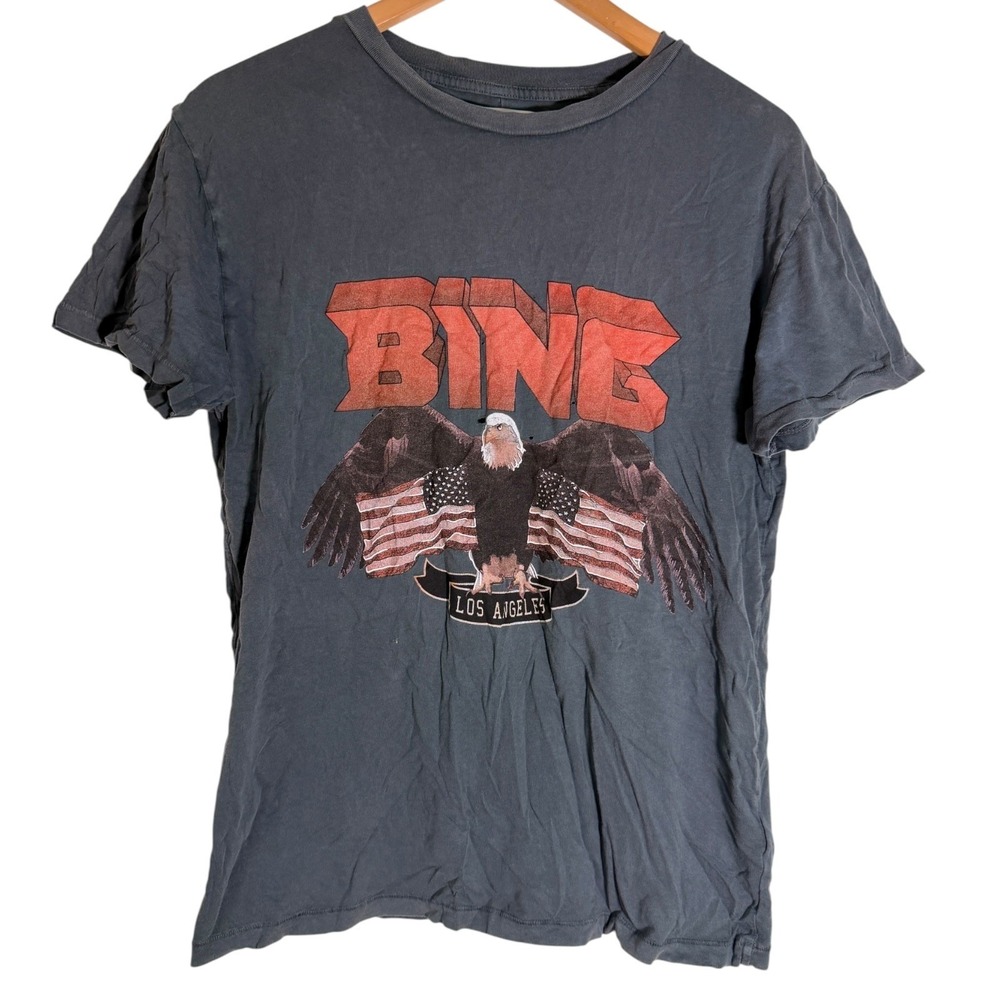 Anine Bing Women's Los Angeles Americana Eagle T Shirt Thrashed Gray Small